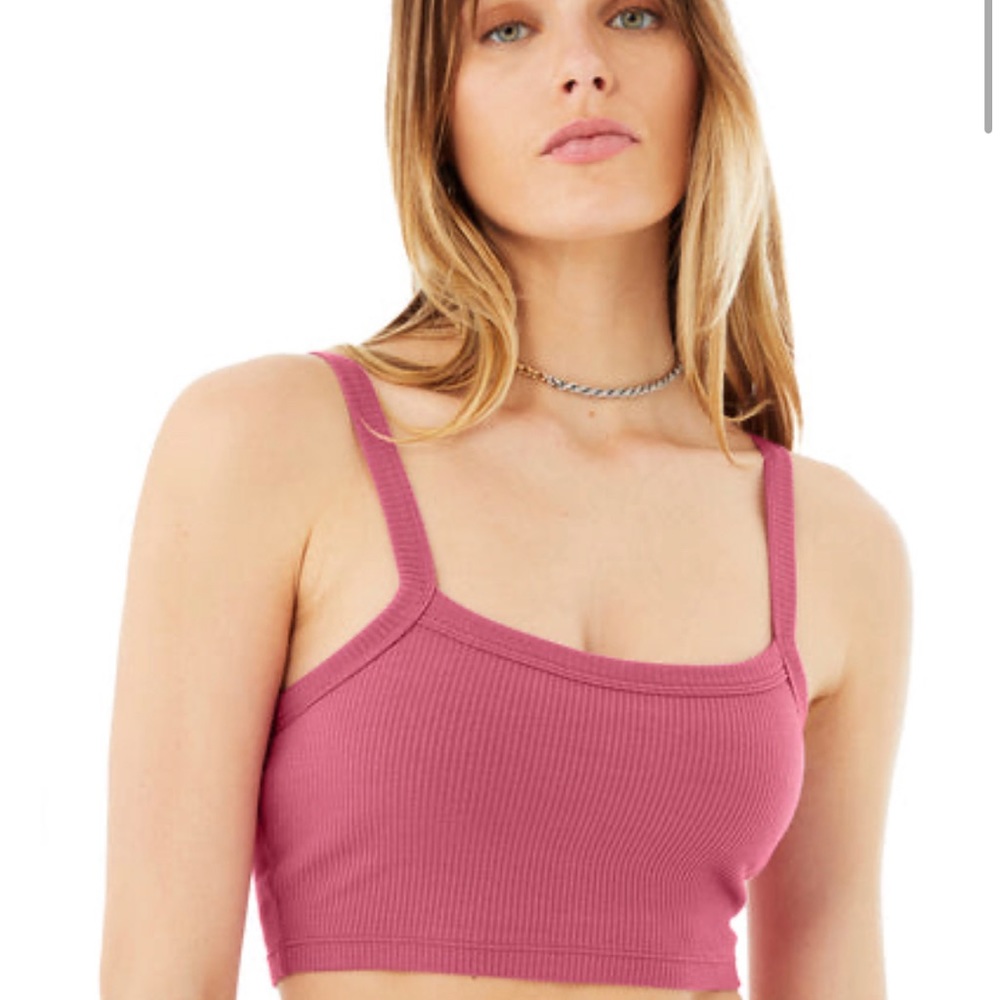 Alo yoga ribbed crop whisper tank M Raspberry